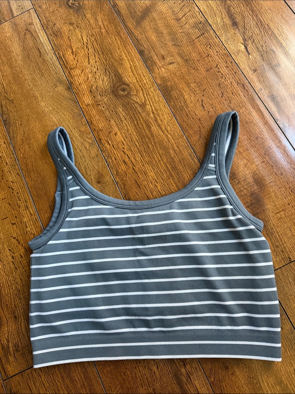 Jockey Gray and White Striped Crop Top